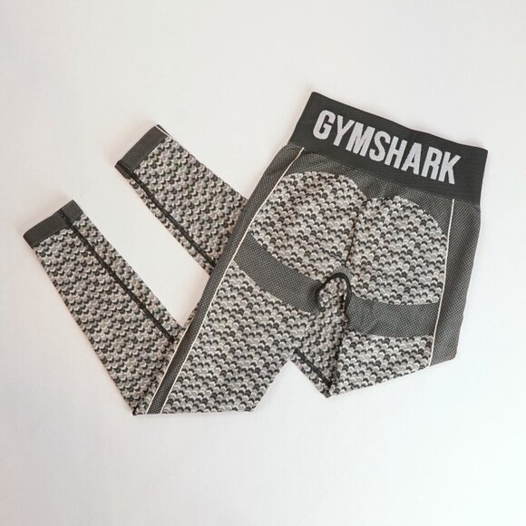 Gymshark WTFlex Seamless High Waisted Leggings Chevron Charcoal - S - EUC - Picture 1 of 5